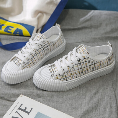 

Korean biscuit shoes canvas shoes women summer thin breathable students Korean version of 100 small white shoes flat floor shoe ti