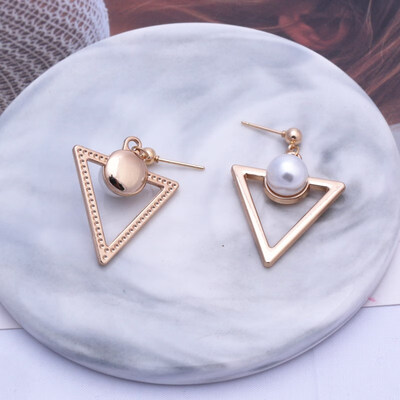 

EK314 New Design Metal Gold Color Circle Cross Heart Geometric Irregular Natural Imitation Pearl Drop Earrings for Women Jewelry