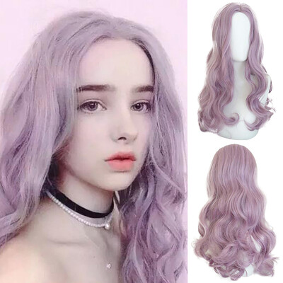 

〖Follure〗Lady Sexy Purple Party Wigs Long Curly Wavy Synthetic Fiber Fashion Cosplay Wig