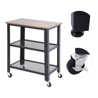 

Greensen Multifuction Serving Cart 3-Tier Kitchen Rolling Cart Storage Shelf Vintage Style Rustic Serving Cart Storage Shelf