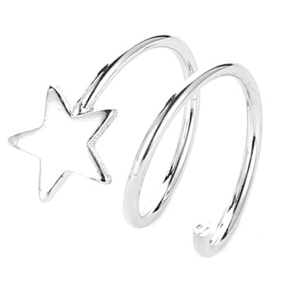 

1Pc Simple Personality Fashion Design Style Silver Pentagram Triangle Star Twist Spiral Rotating Stud Earrings