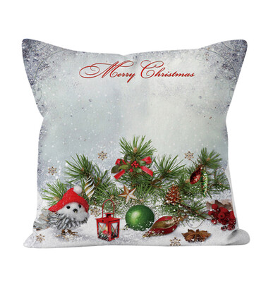 

Siaonvr Christmas Linen Square Throw Flax Pillow Case Decorative Cushion Pillow Cover F
