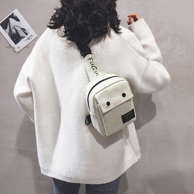 

Chest bag female ins tide wild diagonal small bag 2019 new casual sports student bag simple canvas shoulder bag