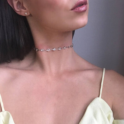 

Cross-border for simple flash drill street shooting with diamonds short clavicle necklace items