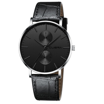 

Gobestart Fashion Mens Leather Military Alloy Analog Quartz Wrist Watch Business Watches