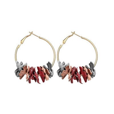 

Fashion Fabric Flower Large Circle Statement Women Hoop Earrings Jewelry Gift