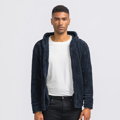 

Toponeto Fashion Men Winter Casual Loose Double-Sided Plush Long Sleeve Hoodie Tops Coat