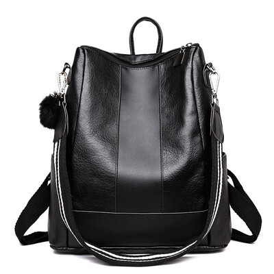 

Tailored Fashion Womens Outdoor Simple Leathe Zipper Contrast Color Backpack Travel Bag