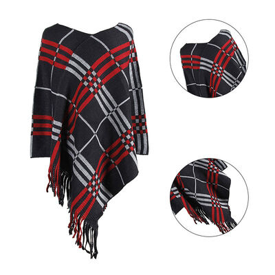 

Women Autumn Stylish Concise Striped Elegant Pullover Personality V-collar Sweater Capes