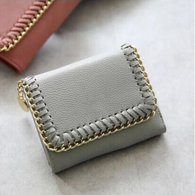

Simple Square Lady Wallet Short Paragraph Braided Lichee Pattern Small Wallet Mini Card Holder Purse