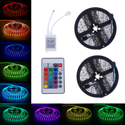 

〖Follure〗10M 2x5M 5050 Waterproof SMD RGB 600LEDs LED Light Strip 24 Key IR Remote