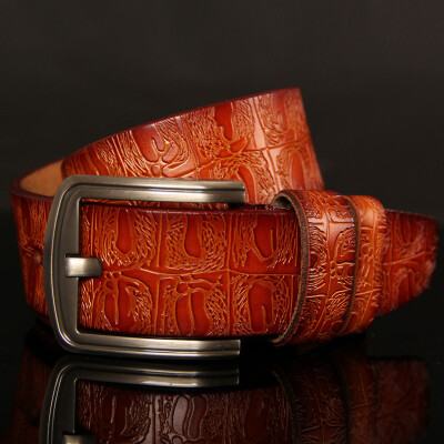 

Trend New Printing Belt Imitation Leather Mens belt Fashion Casual Pin Buckle Mens Leather belt Wide belt Luxury belt