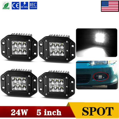 

4X Flush Mount Led Work Light 5inch Backup Reverse Pods 4WD Marine Truck Driving