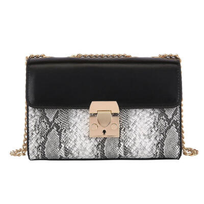 

Women Snakeskin Shoulder Handbags Clutch Leather Chain Crossbody Square Bag