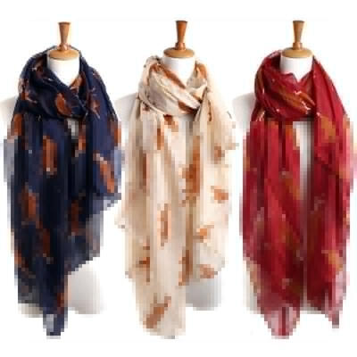 

Orange FOX Print Women Scarf Floral Wrap Shawl Stole Pashmina Soft New Scarves