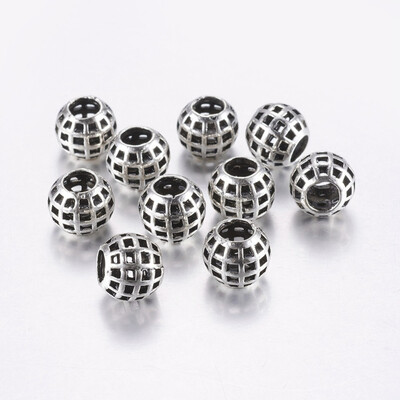 

Tibetan Style Alloy European Beads Large Hole Beads Hollow Round Antique Silver 105x9mm Hole 5mm