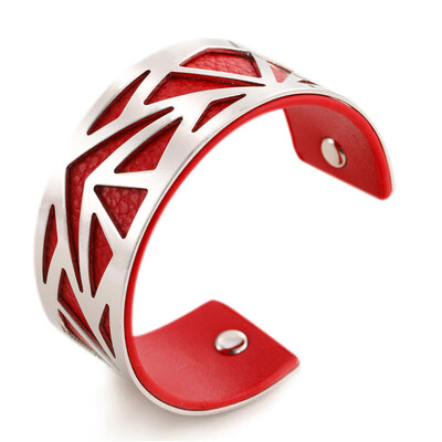

12 Styles Luxury Stainle Steel Irregular Hollow Triangle Leather Bracelets & Bangles For Women Girls Party Jewelry Gifts