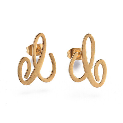 

304 Stainless Steel Stud Earrings Golden 15x115x1mm Pin 08mm