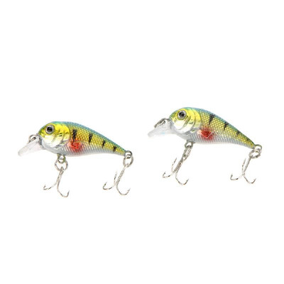 

2Pcs 6g 5cm Lifelike Small Hard Fishing Lures Chubby Crank Baits Tackle with Treble Hooks