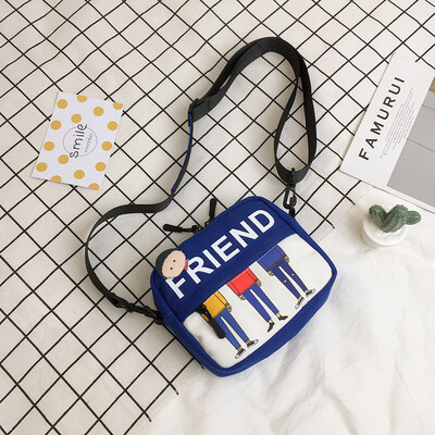 

Ins canvas small bag female 2019 new Japanese Harajuku wild small square bag cartoon girl shoulder Messenger bag