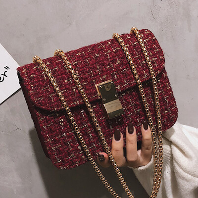 

Ins chain bag woman 2019 new female bag fashion single shoulder oblique bag plaid square bag