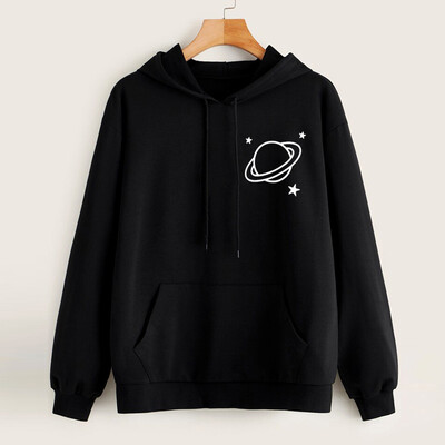 

Tailored Fashion Womens Long Sleeve Sweatshirt Planet Printed Hoodie Causal Tops Blouse