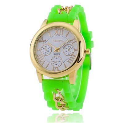 

GENEV Geneva Silicone Romanface fake three-eye mens chain watch