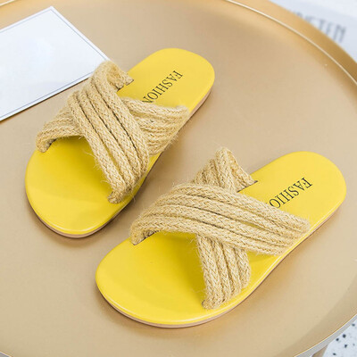 

Rose Women Rope Band Sandals Flat Fisherman Shoes Beach Flip Flops Beach Slippers
