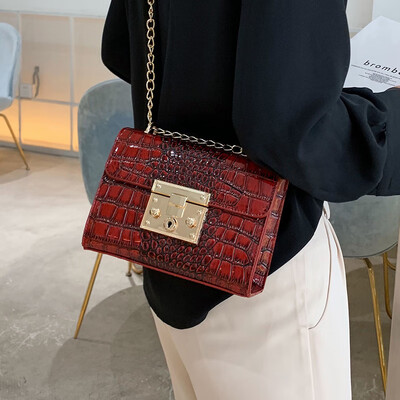 

Retro pouch handbag 2019 new chain bag fashion crocodile pattern shoulder bag wild ins vintage crossbody bag