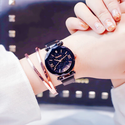 

Fashion Casual Rose Gold Watch Women Luxury Starry Sky Magnetic Lady Clock Waterproof Roman Numeral Female Wristwatches ulzzang