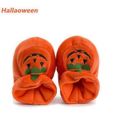 

Hot Newborn Toddler Baby Girls Boys Halloween Flock Pumpkin Soft Sole Shoes