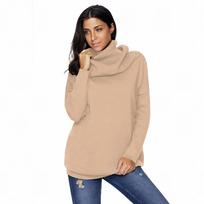 

High-neck long-sleeved pullover casual comfort warm knit sweater