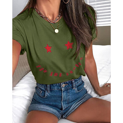 

Nomeni Women Casual Floral Print Blouse Short Sleeve Loose Top Shirt Tee