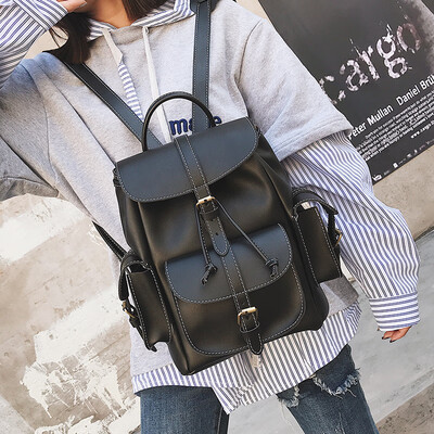 

Korean version of the British College wind backpack 2019 autumn&winter models retro fashion pu leather Japan&South Korea women backpack student bag