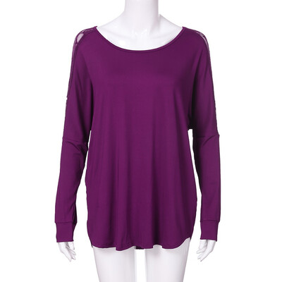 

Nomeni Women Casual Autumn Loose Long Sleeve Lace Patchwork Plus Size Tops Blouse