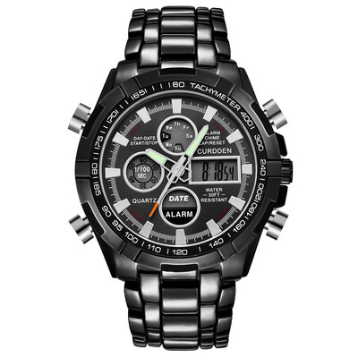 

Gobestart Men Stainless Steel Sport Watch Dual Display Analog Digital LED Wrist Watches