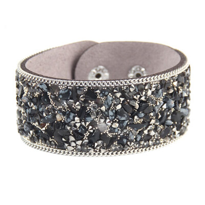 

Bling Rhinestone Leather Wrap Wristband Cuff Punk Crystal Bracelet Bangle Party