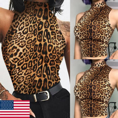 

Fashion Women Summer Vest Top Sleeveless Blouse Leopard Print Tank Tops T-Shirt