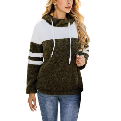 

Women Coat 2019 Autumn Winter Thick Warm Soft Patchwork Plush Sweater Coat Casual Long Sleeve Outwear