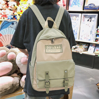 

Schoolbag female Korean high school ulzzang college student backpack contrast Harajuku casual bag ins wind junior high school back