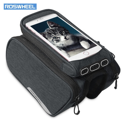 

ROSWHEEL 121462 Bike Frame Bag Cycling Top Tube Pannier with Cell Phone Holder
