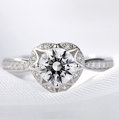 

Ring Simple Heart Shape Ring Silver Ring Female Ring Lovely Heart Wedding Handmade Diamond Ring