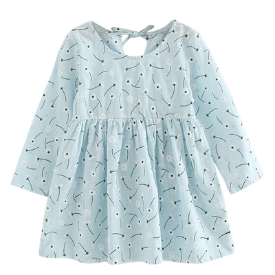 

Kids Girls Long Sleeve Flower Print Dress Soft Cotton Princess Dress