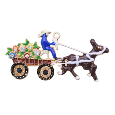 

〖Follure〗Delicate Vintage With A Floral Cart Element Christmas Enamel Brooch Brooch