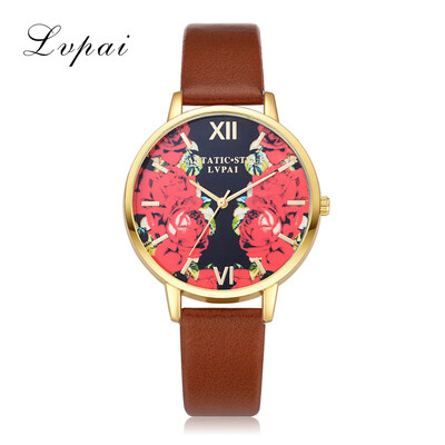 

Top Brand Luxury Women Bracelet Watch Fashion Rose Gold Flowers Leather Simple Women Dress Watches Business Clock Ladies Watches