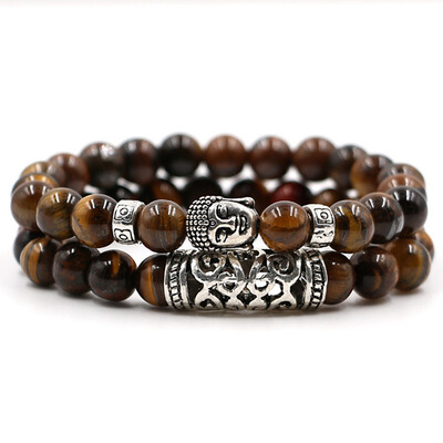 

8 mm Volcanic Stone Beads Bracelet 2 Piece Set Yoga Beads Bracelet Unisex Pair Bracelet Jewellery Hot Gift