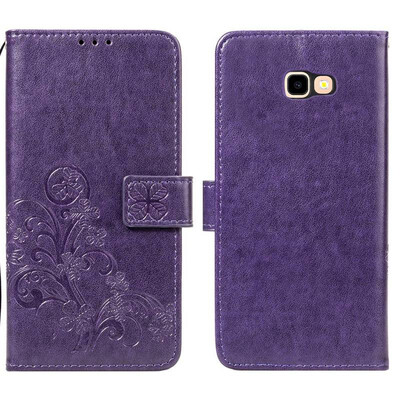

Samsung Galaxy J4 Core Lucky Clover Embossed Leather Case - Purple