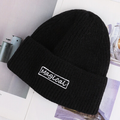 

Adult winter hat lady hair hat Korean version of simple hundred with a solid-colored knitted hat student couple ear-guard cold hat