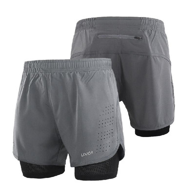 

Lixada Mens 2-in-1 Running Shorts Quick Drying Breathable Active Training Exercise Jogging Cycling Shorts with Longer Liner