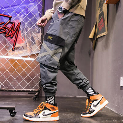 

2019 Autumn New Men Streetwear Hip Hop Side Big Pockets Pants Loose Harem Casual Pants Harajuku Mens Cargo Pants Joggers Trouse